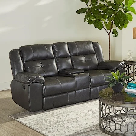Casual Power Reclining Loveseat with Cup Holders and Storage Console